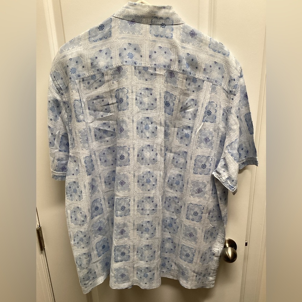 Tommy Bahama Shirt Mens XLX Blue Linen Floral Hawaiian Beach Vacation Dad Summer - Picture 3 of 10